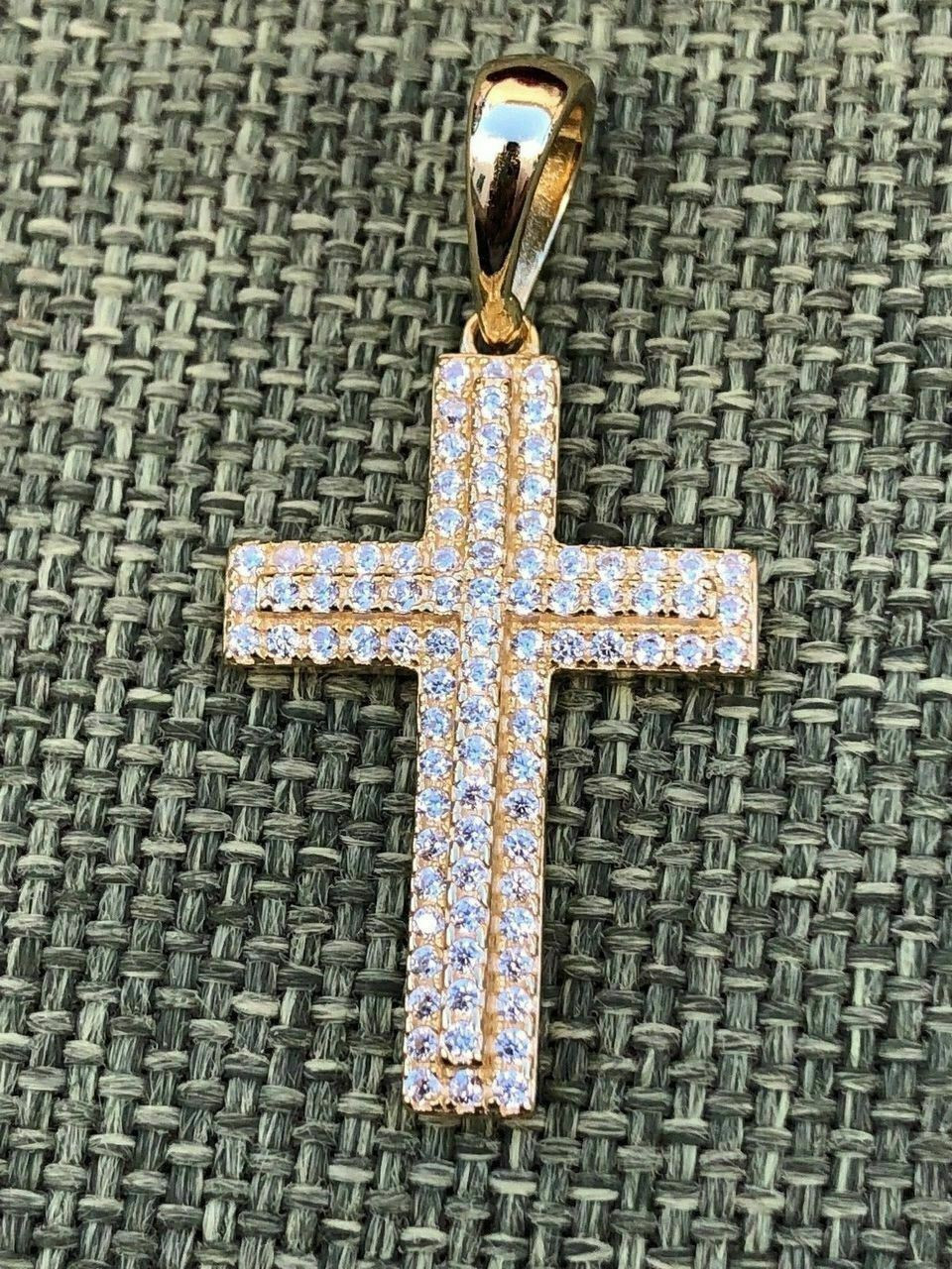 Sterling Silver 925 *14k Gold Plated* Men's Small Cross Pendant