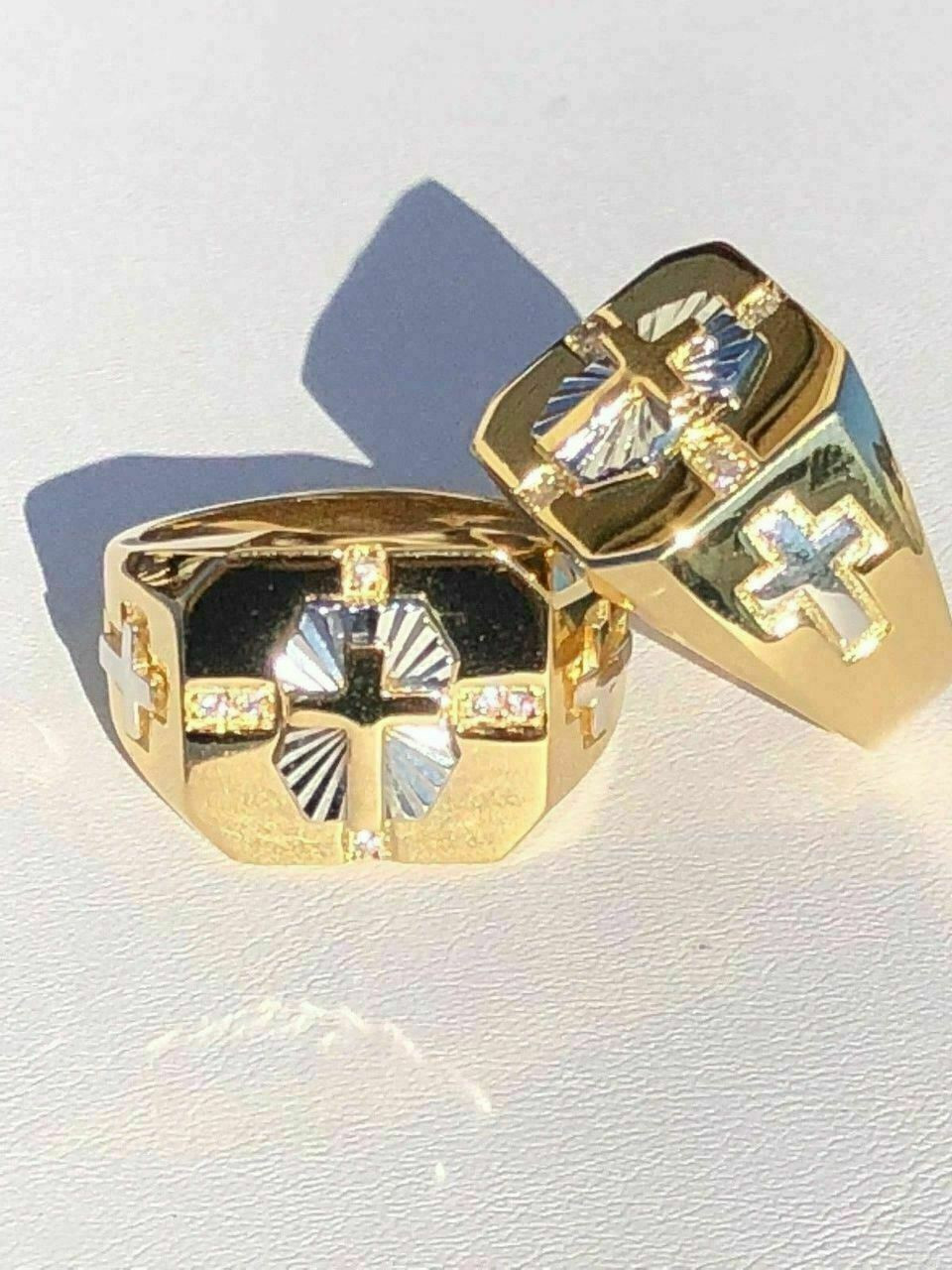 CROSS SKULL Men's Ring - Solid 925 Sterling Silver With Black & White Cubic Zirconia, Size 10.5, Made In Thailand