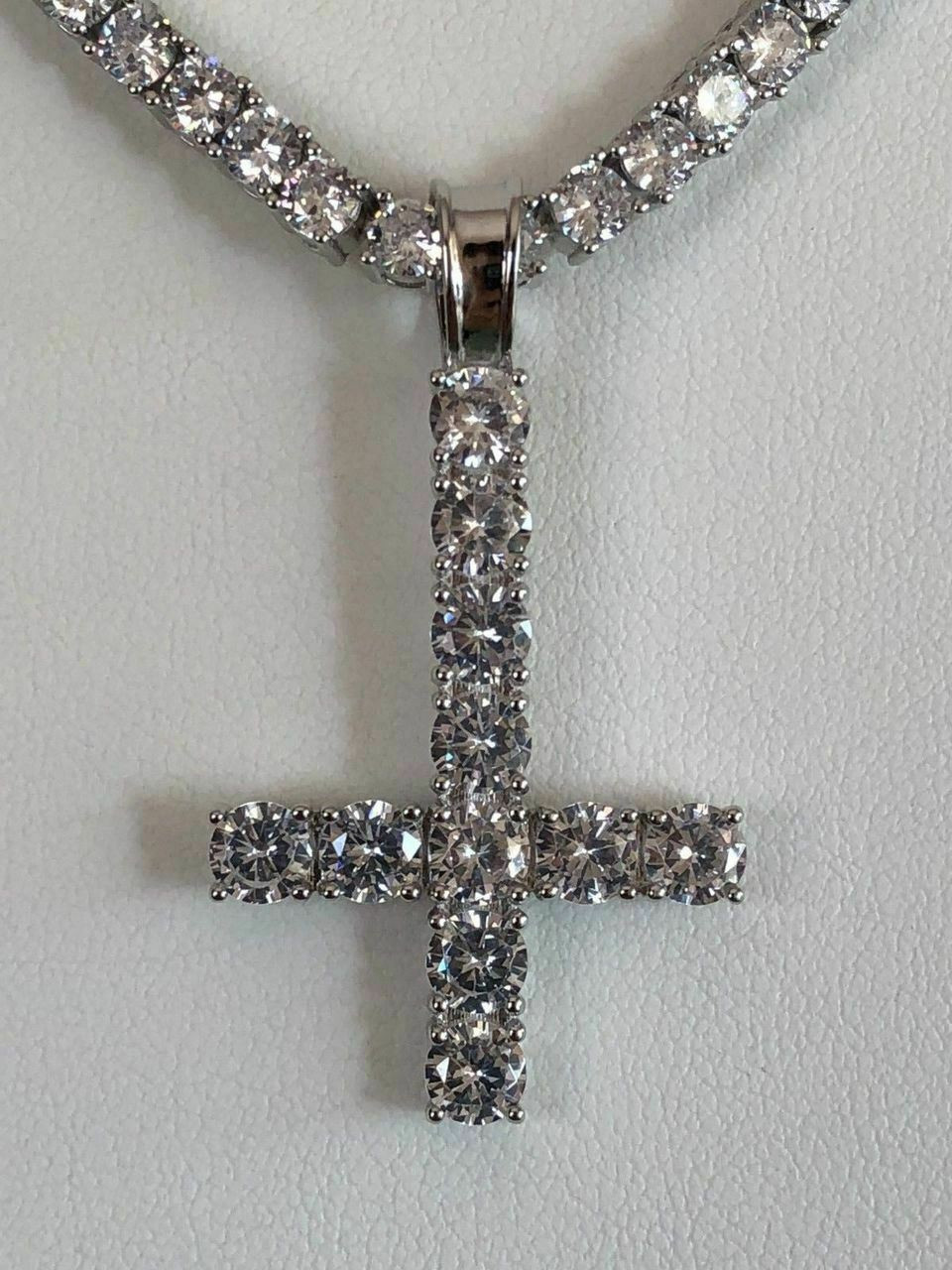 Upside Down Cross Pendant Real 925 Silver | Harlem Bling