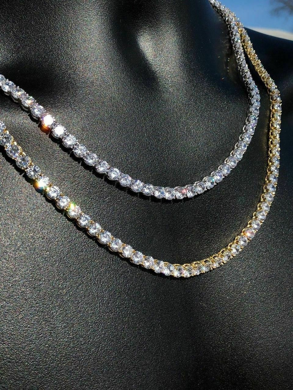 Buy 3MM Iced Out Diamond Tennis Chain Men's Jewelry Diamond Necklace Hip  Hop Tennis Chain Hip Hop Necklace 14k White Gold Online in India - Etsy