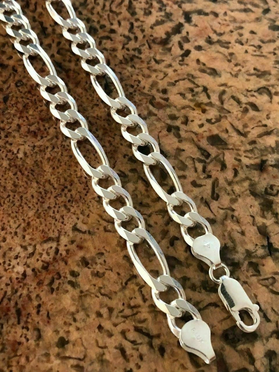 Men's Sterling Silver Necklace, 22 8mm Figaro Chain