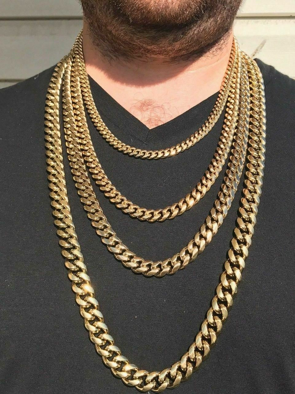 14K Gold Plated Stainless Steel Stamped Miami Cuban Chain - ALL SIZES  available