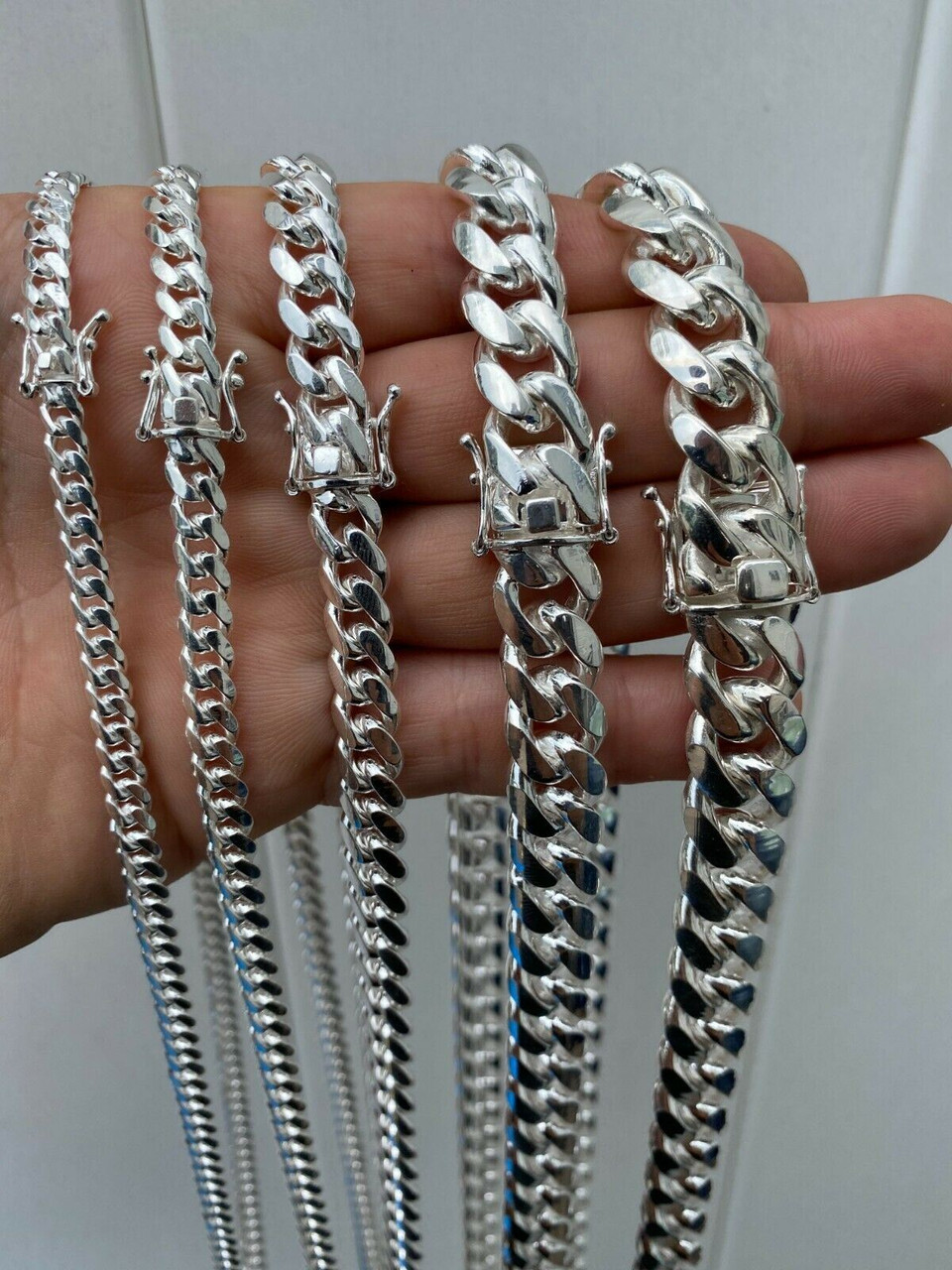 Men's Sterling Silver Cuban Link Chain Bracelet, 6mm