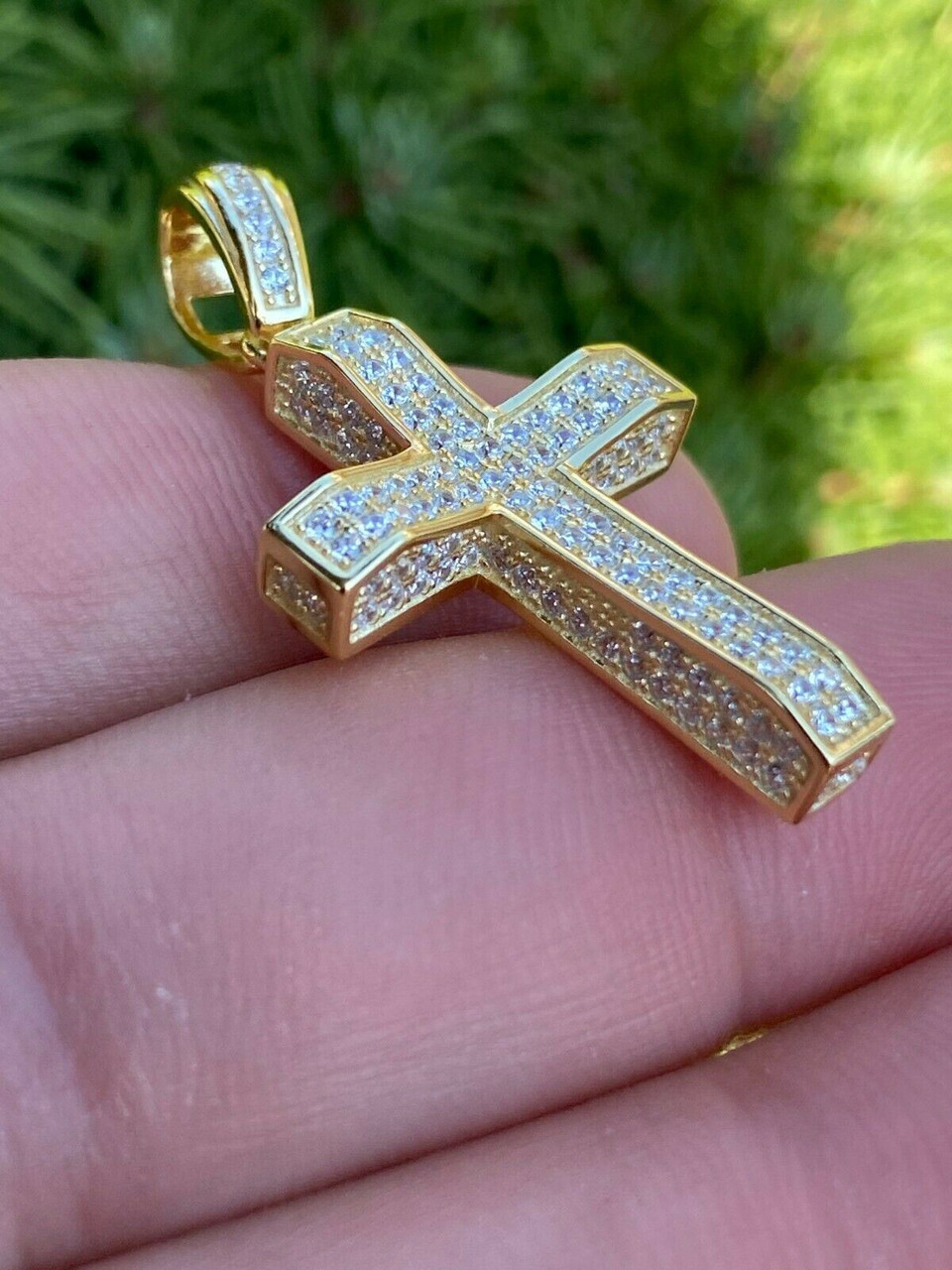 18K Real Gold Plated Diamond Cross Necklace