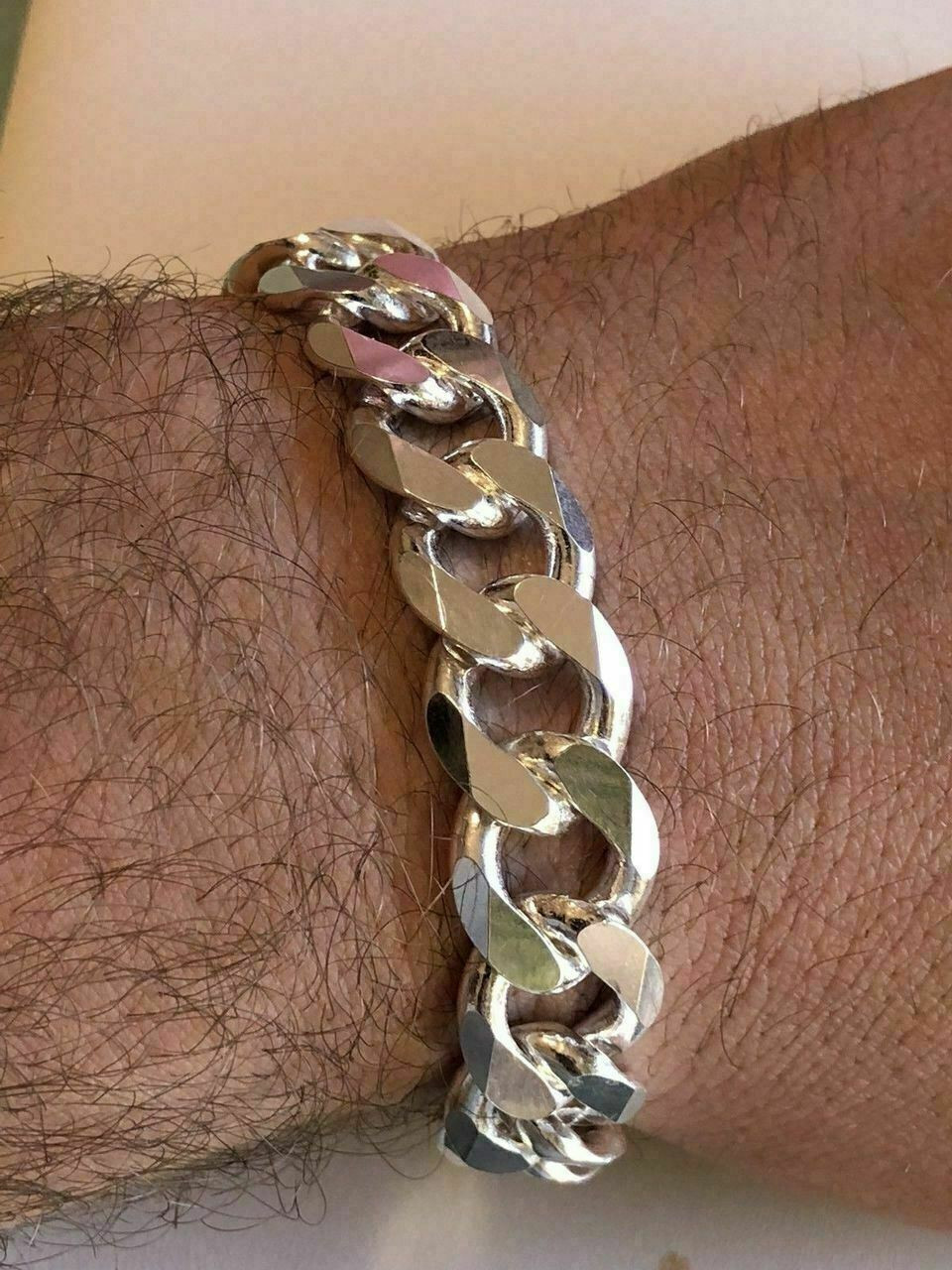 18k solid gold mens motorcycle/bike chain bracelet 8
