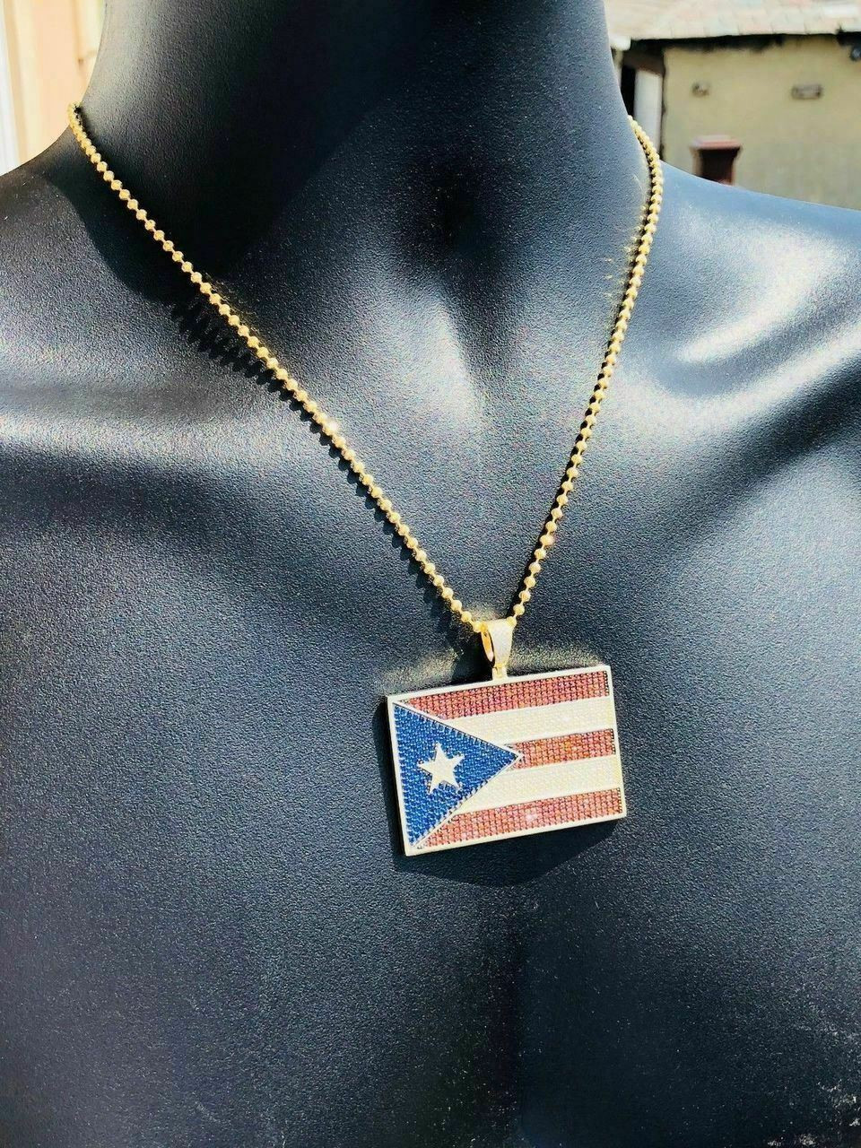 Puerto Rico Black & White Flag Pendant Necklace – Shop Boriken