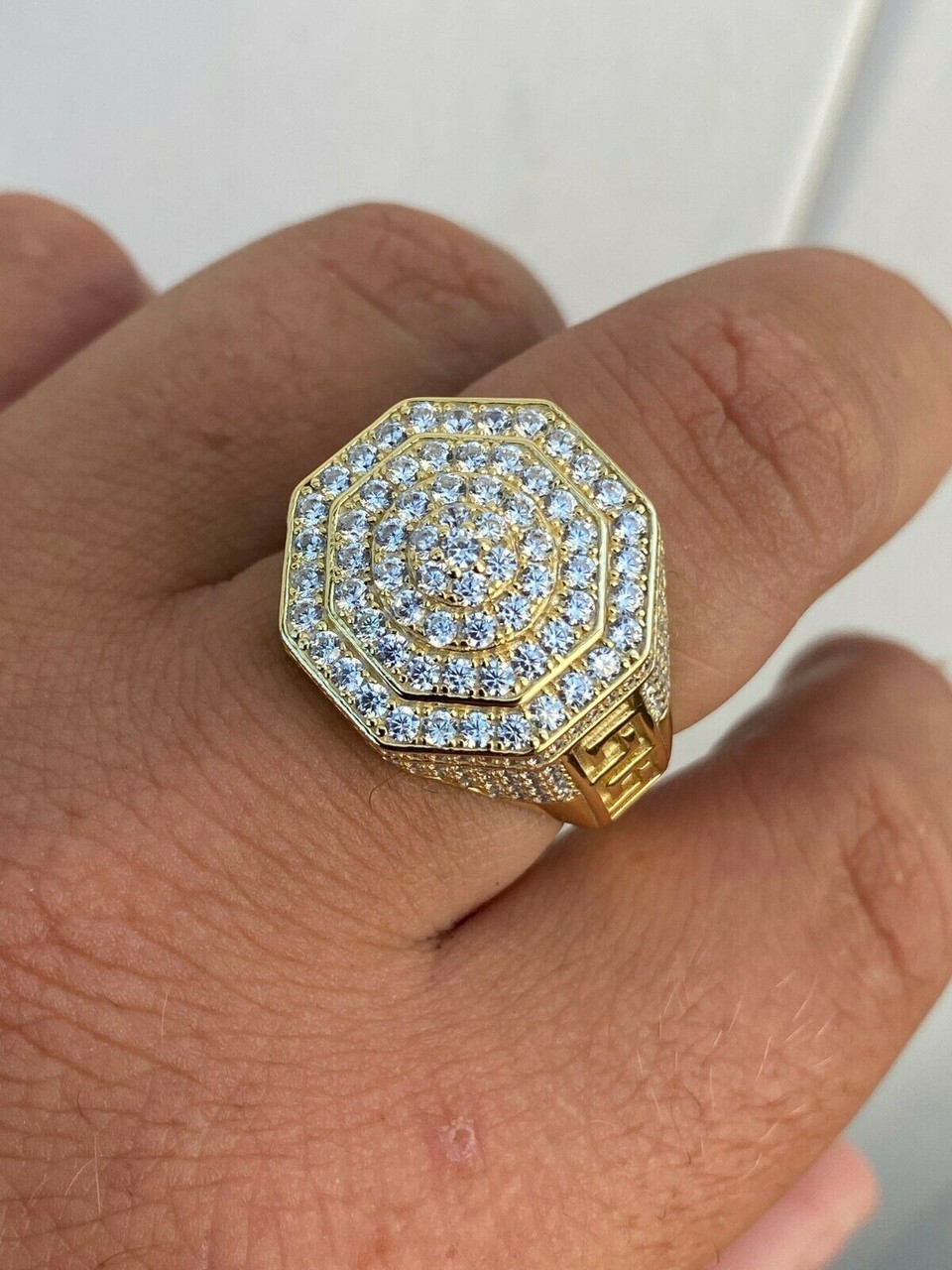 Lot De 5 Bagues Iced Out Pour Homme - Plaqué Or 14K - Taille 7 à 12 - Style Hip Hop Bling Avec étoile Et Dollar - 7