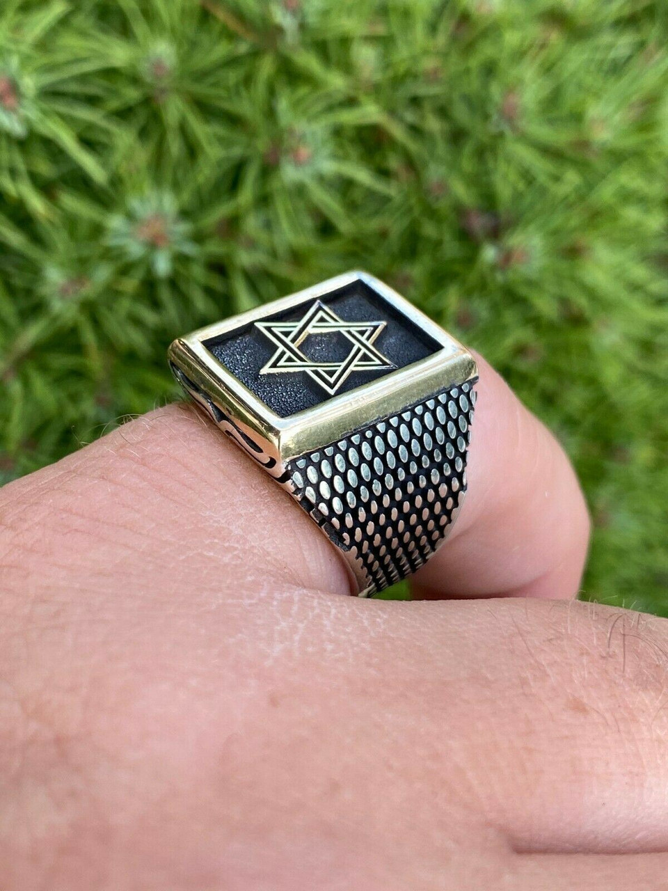 italiano silver inc mens 14k gold and real solid 925 sterling silver jewish star of magen david ring 76985.1664395572