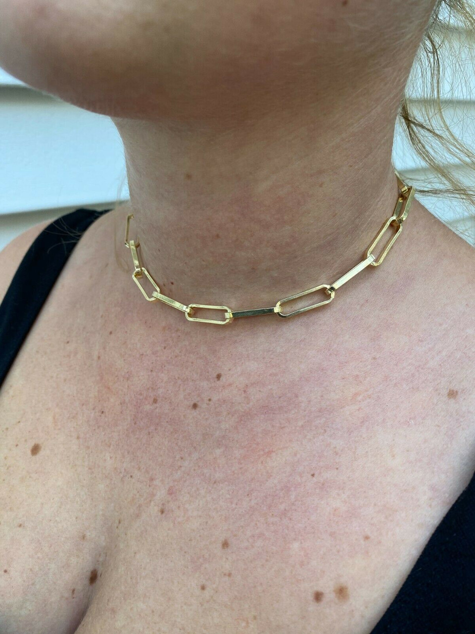 14K Gold Extra Large Paper Clip Chain Necklace 14K Yellow Gold / 20 +$180