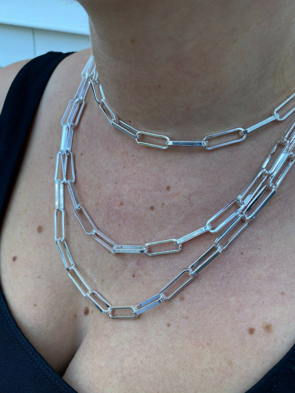 Large Paperclip Chain Necklace - Sterling Silver