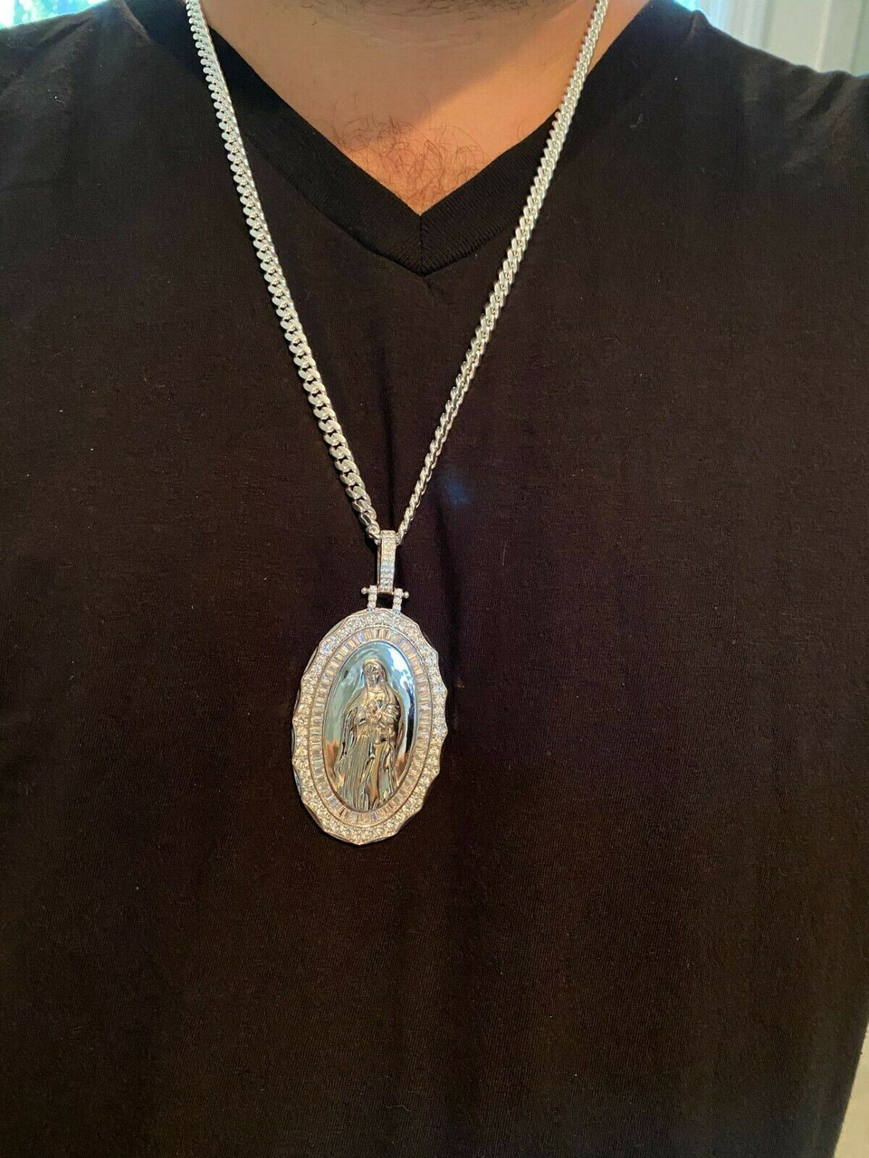 Vintage Sterling Silver Men's Miraculous Medal Necklace Virgin Mary Charm  Heavy Sterling Silver Mother Mary Pendant & Stainless Steel Chain - Etsy |  Sterling silver mens, Vintage sterling silver, Vintage sterling silver rings