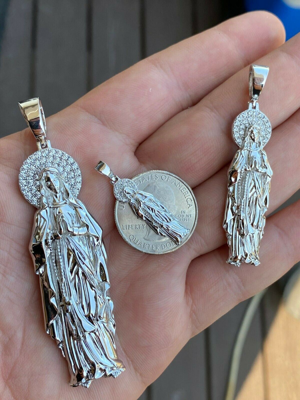 Picturesongold.Com Our Lady Guadalupe Religious Medal Necklace Pendants  Adult Sterling Silver1/2x2/3 - Walmart.com