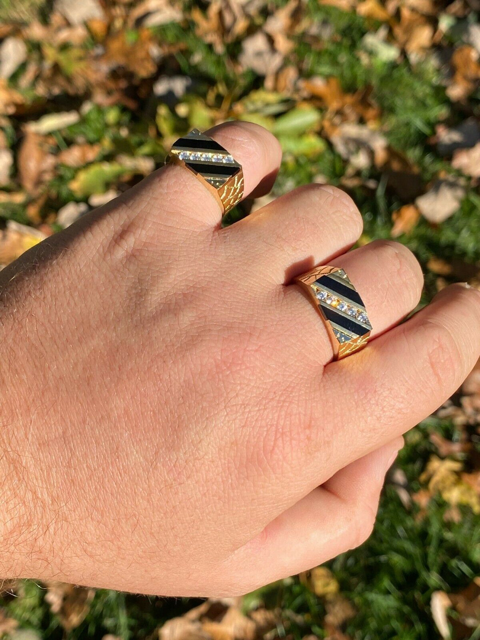 Real black onyx on sale ring