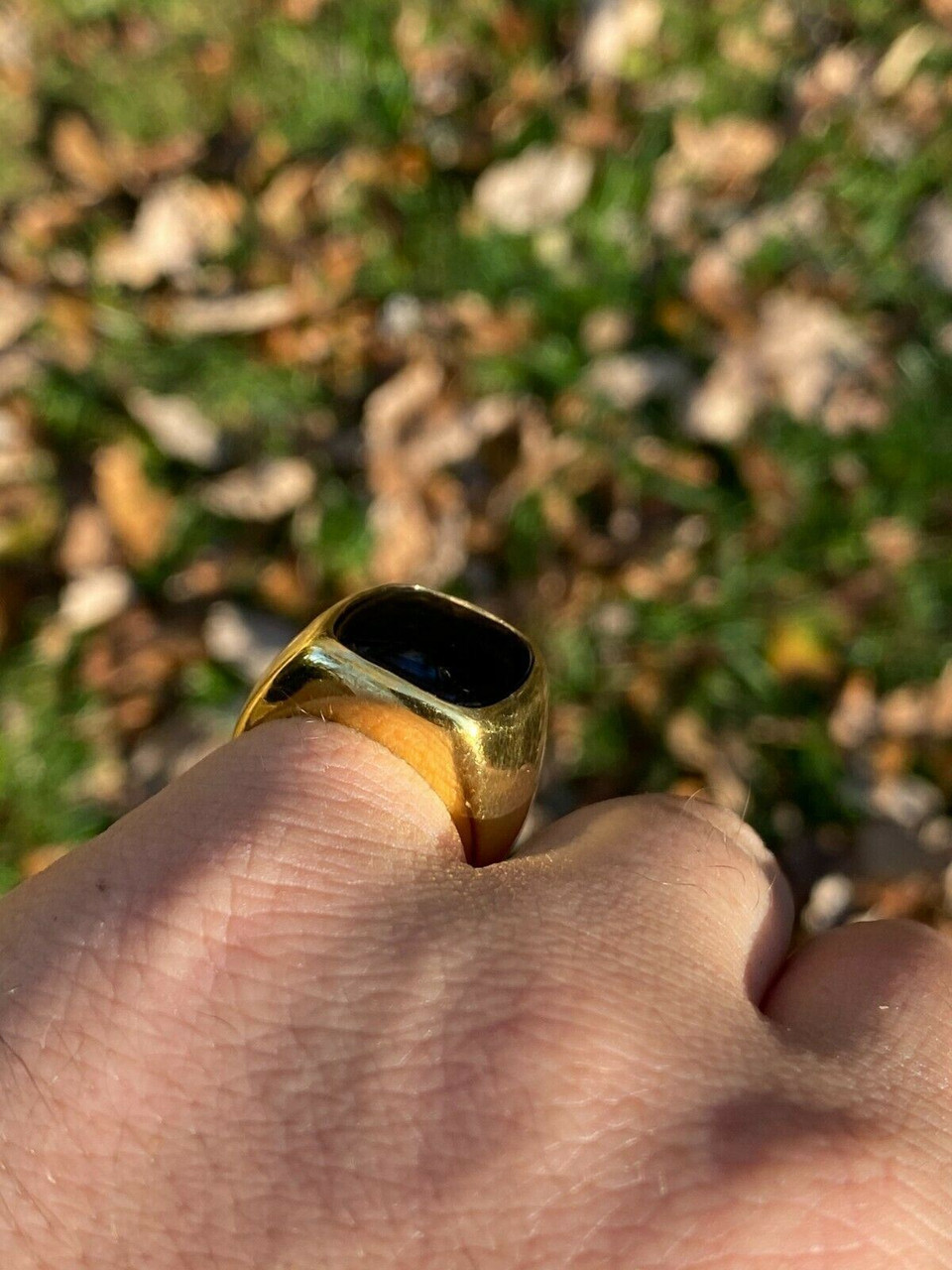 Men's Gold Signet Ring with Onyx