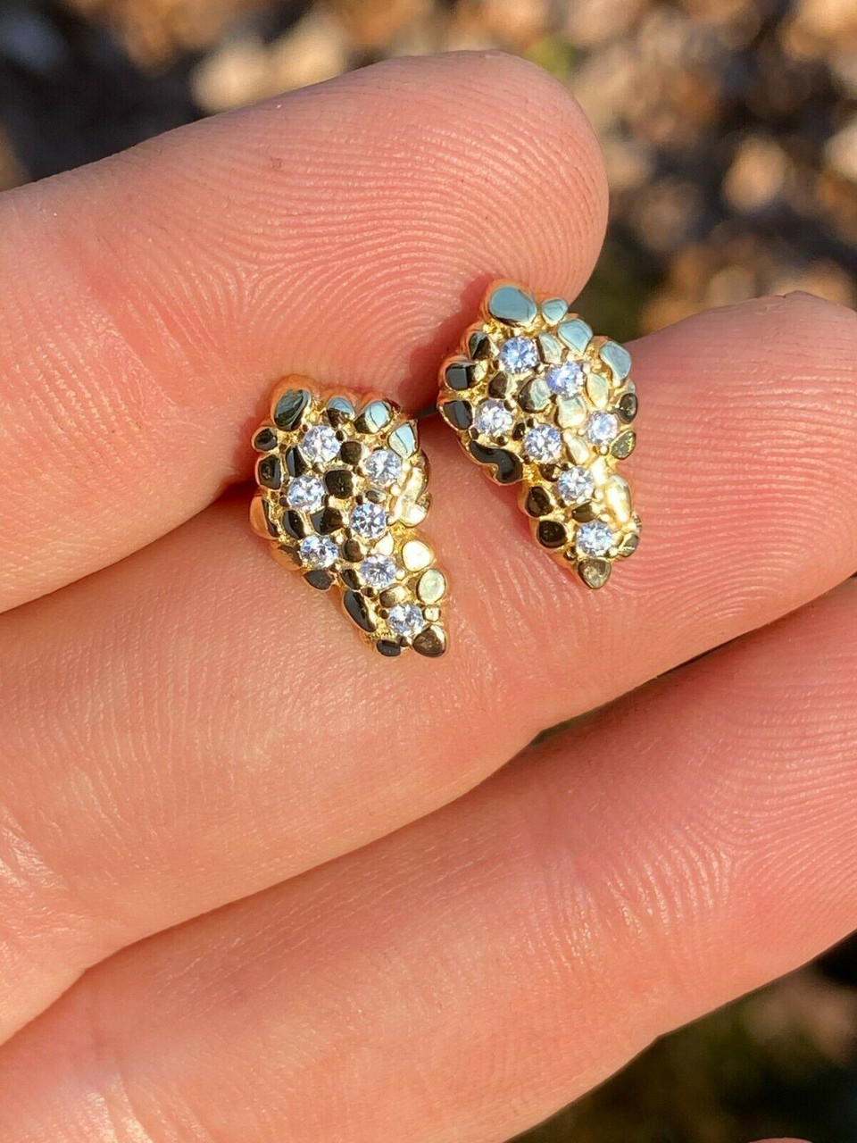 Gold nugget earrings with on sale diamonds