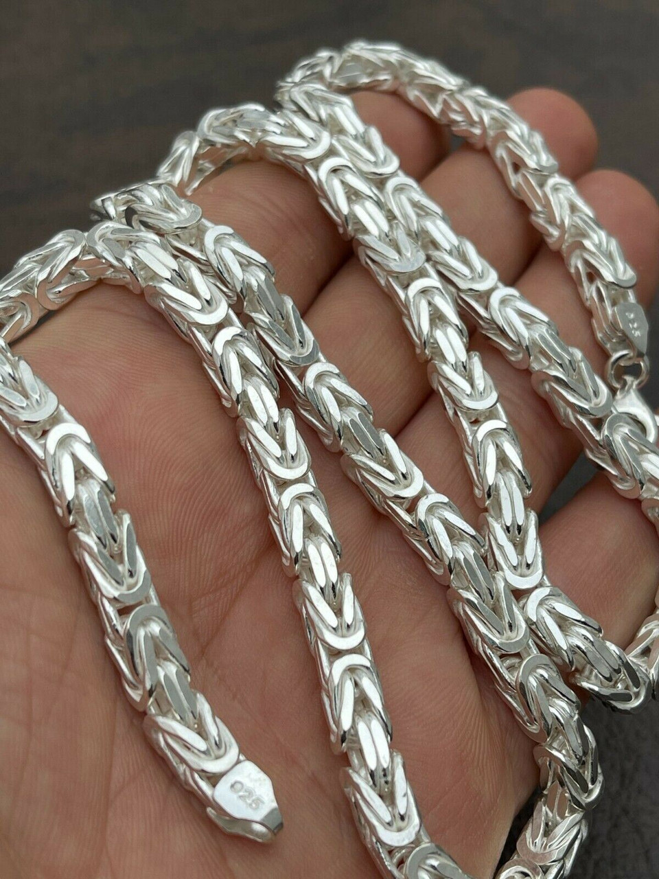 Men's Byzantine Rope Chain Real Solid 925 Sterling Silver Necklace 6mm  18-30