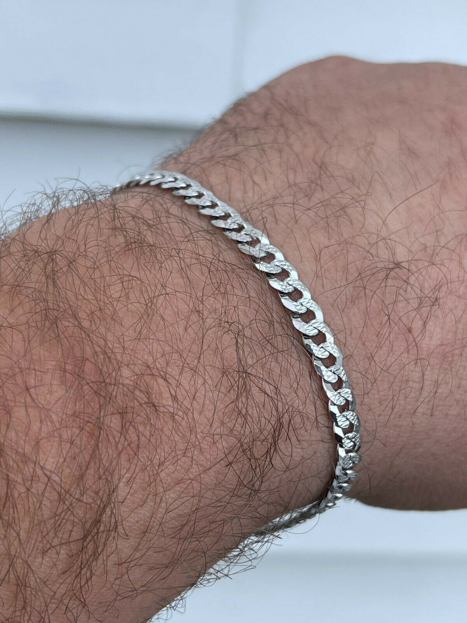 Mens and Womans Silver Cuban Bracelet, 5MM Thin Mens Silver Bracelet, Gift  Bracelet, Cuban Chain, Cuban Rope Bracelet, Outrage London.