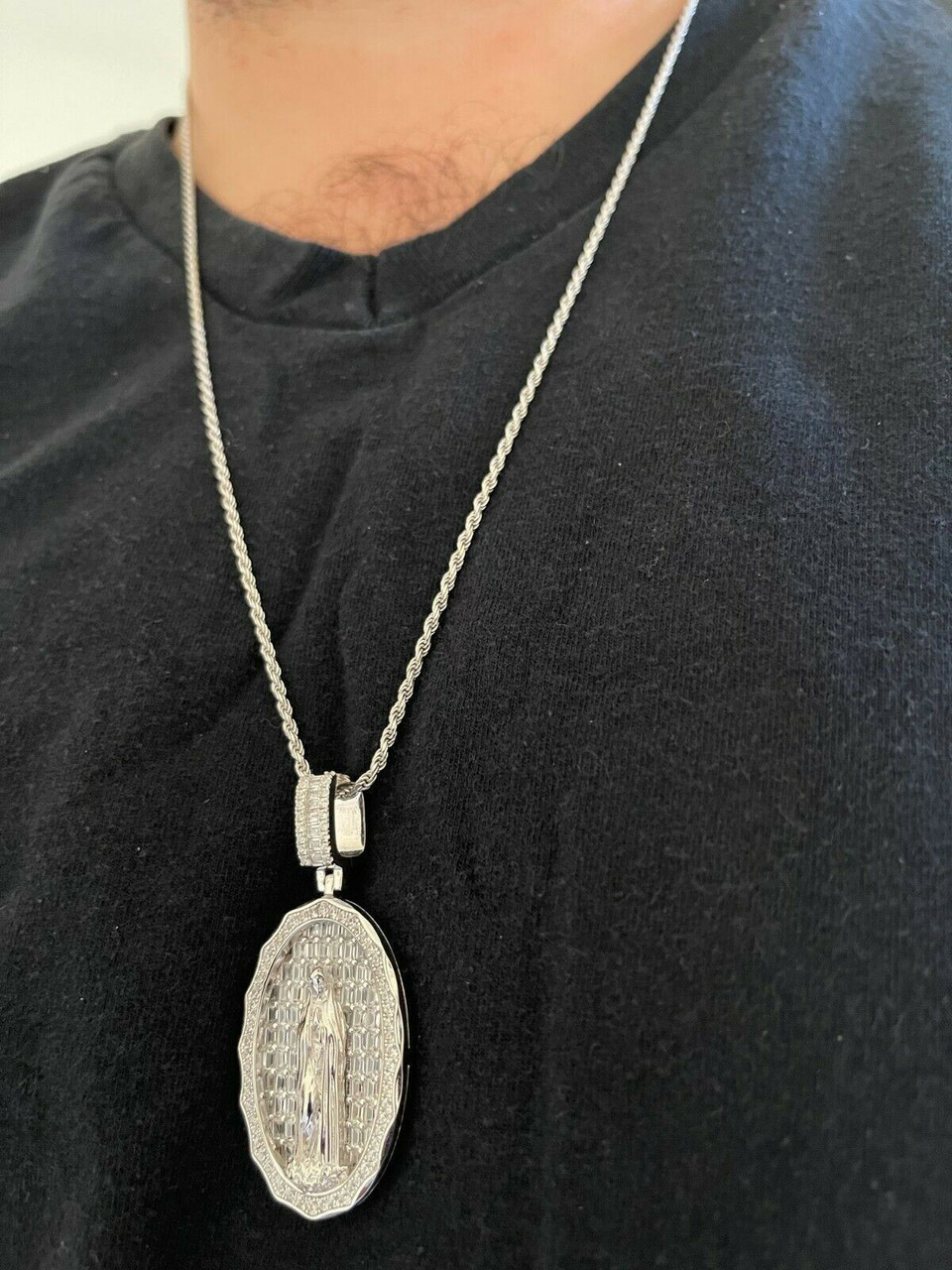 Silver Virgin Mary Men's Necklace, Miracolus Virgin Mary Pendant, Religious  Chatholic Mens Gift Necklace - AliExpress