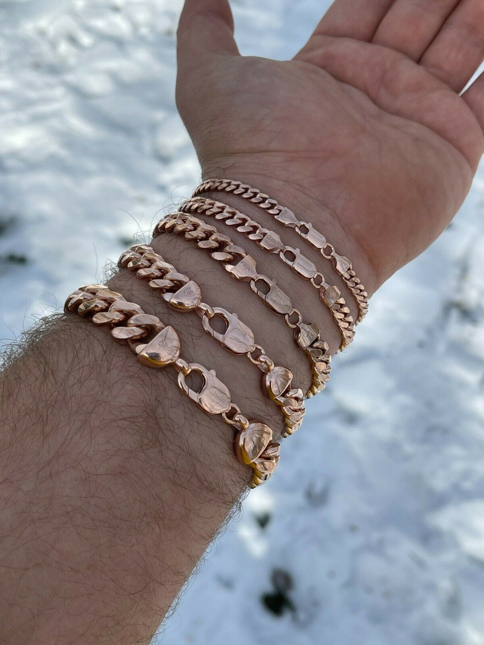 Mens 14k rose gold on sale bracelet