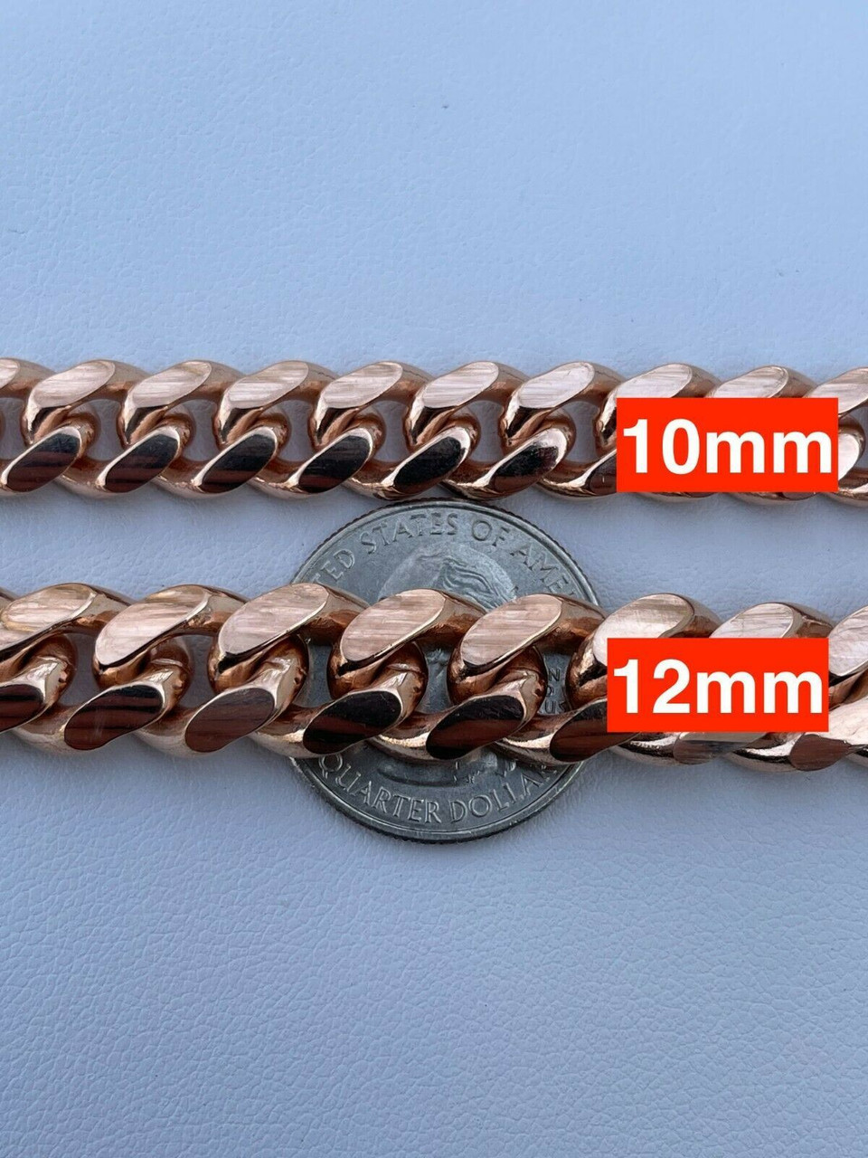 Mens Real Solid 925 Sterling Silver 14k Rose Gold Miami Cuban Bracelet  5-12mm