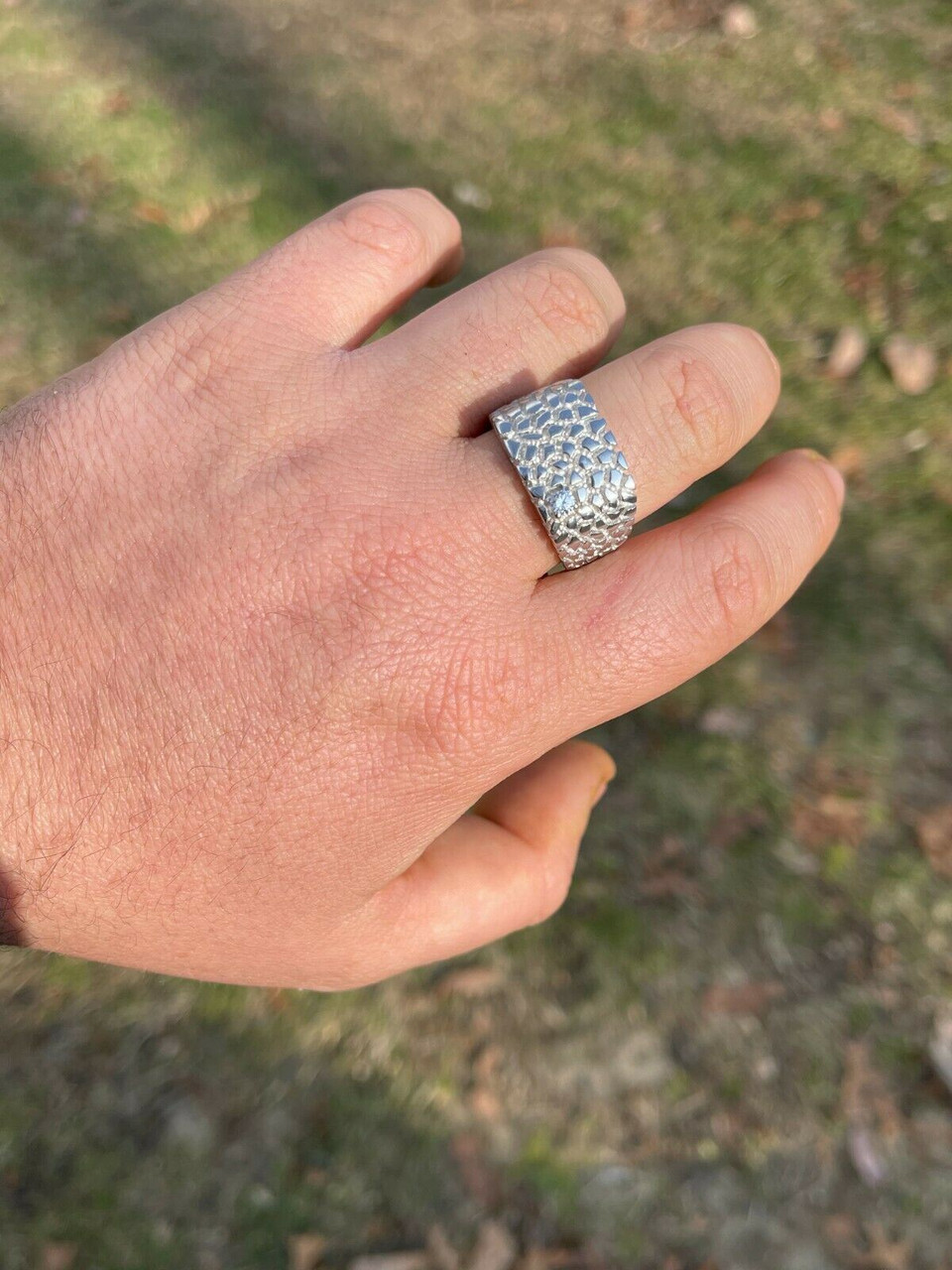 Men's 14k Gold-Plated Sterling Silver Nugget Ring