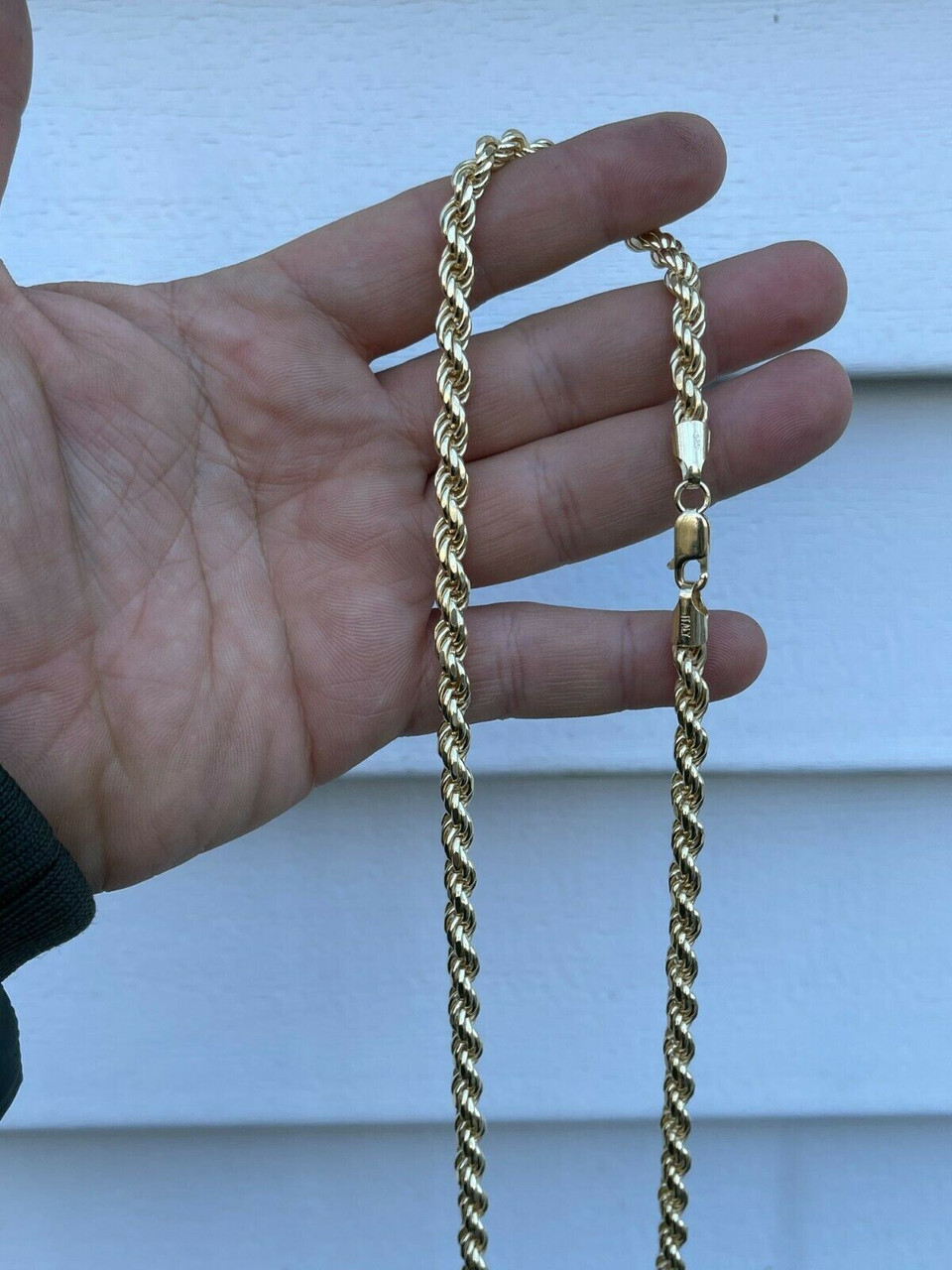 8mm Thick Men's Rope Chain 14k Gold Over Real Solid 925 Sterling