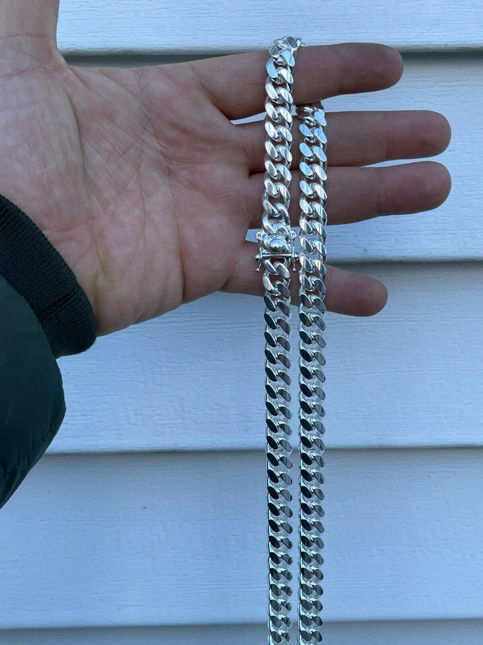 8mm cuban link sales chain silver