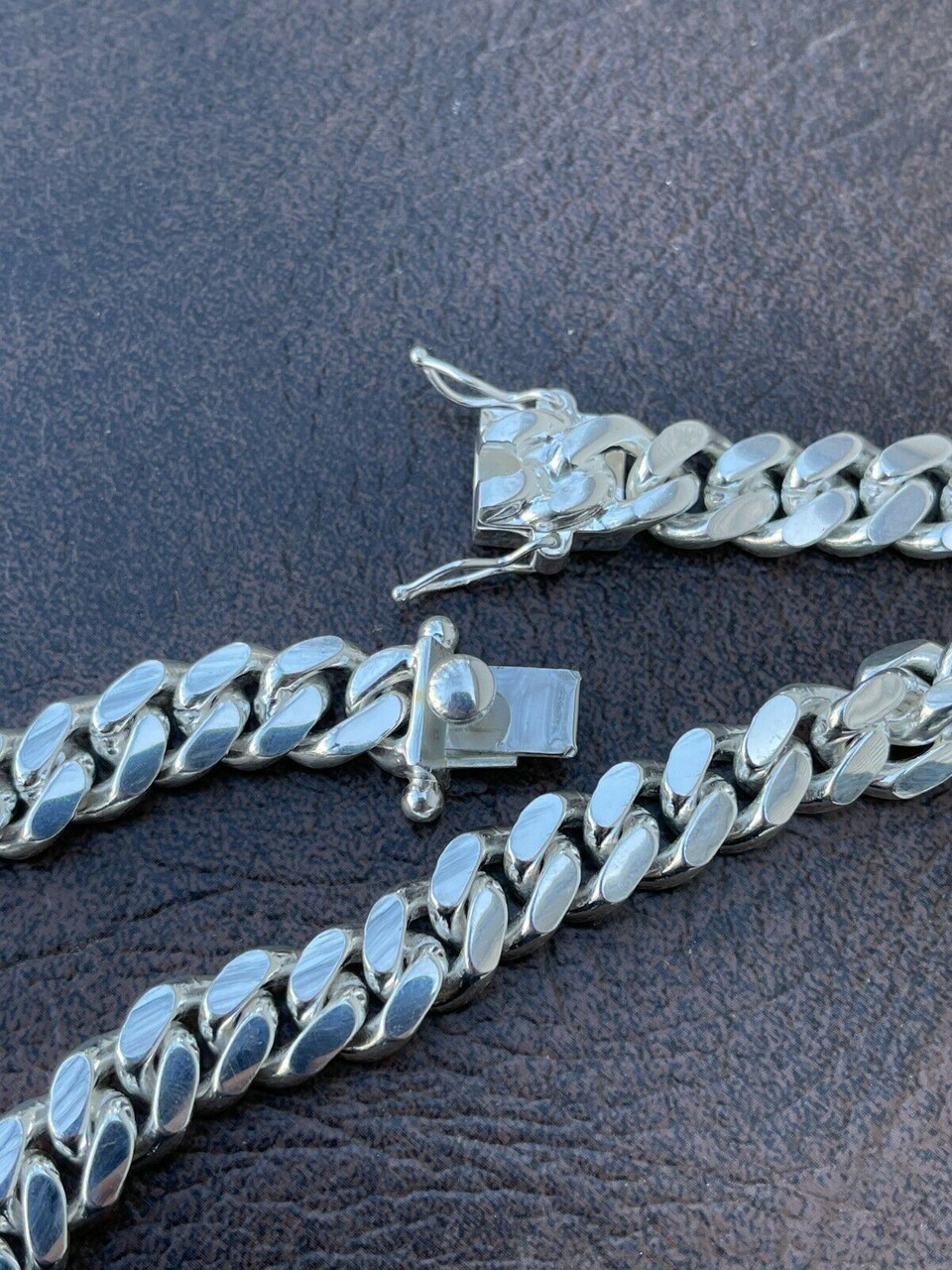 Mens 10mm Stainless Steel Cuban Link Chain Necklace with Box Clasp