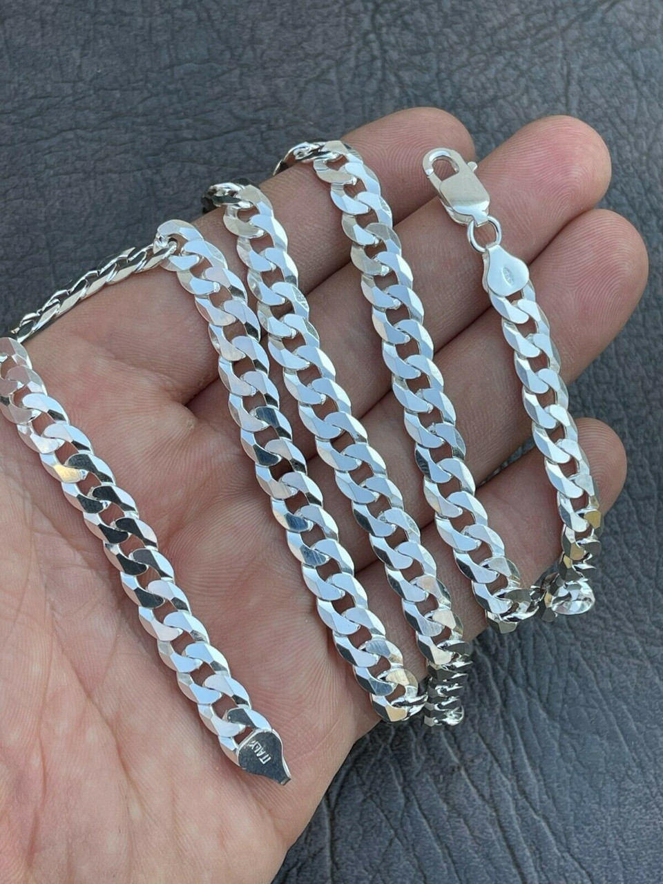 Men's Sterling Silver Flat Curb Chain 5.2mm-14.8mm Solid 925 Italy Link Necklace