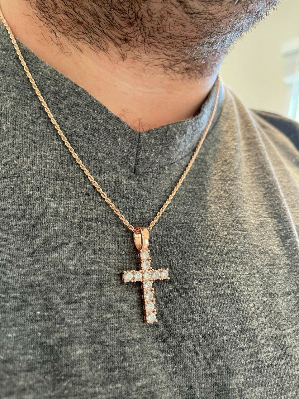 Stella Diamond Cross Necklace | Rose Gold – ANTON Jewellery