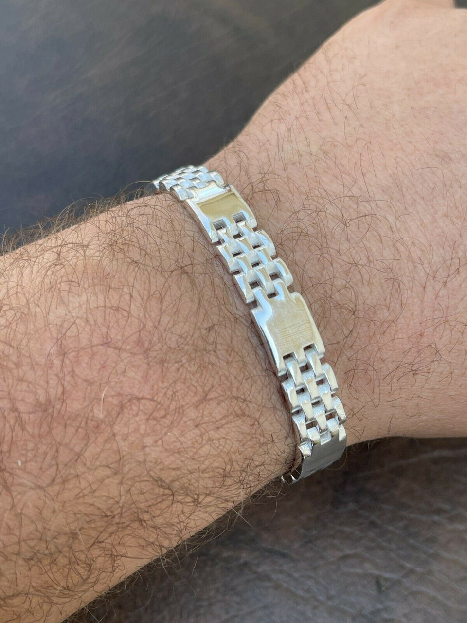 Men's Real Solid 925 Sterling Silver Plain Presidential Panther Link