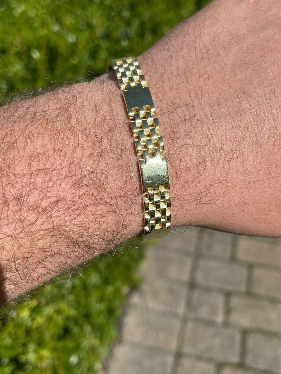 Men's 14k Gold Vermeil Real 925 Sterling Silver Plain Presidential Link