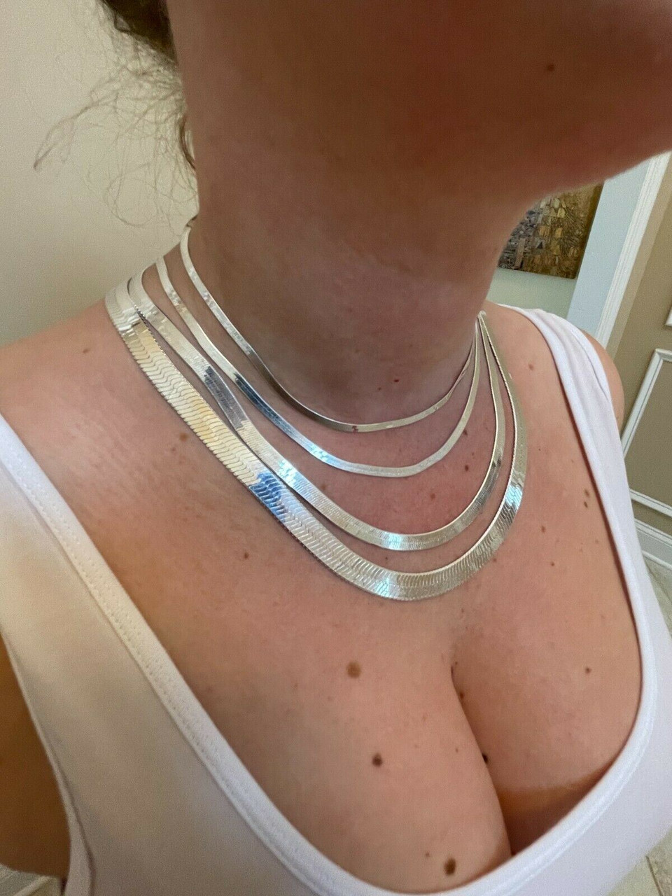 4.5mm Chunky Solid .925 Sterling Silver Flat Herringbone Chain Necklace, 22  inches + Gift Box - Walmart.com
