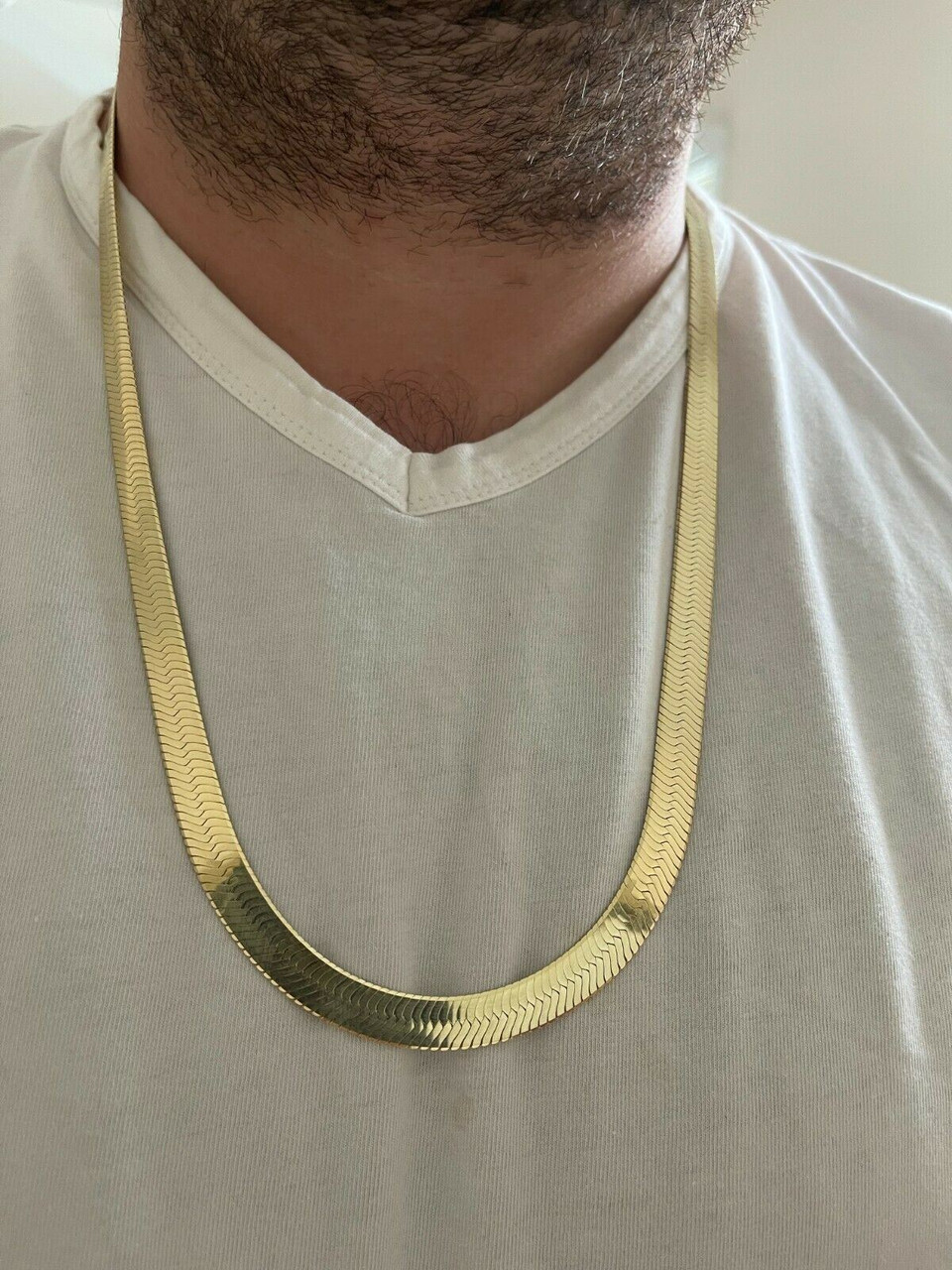 Mens 8mm Herringbone Chain Necklace 20