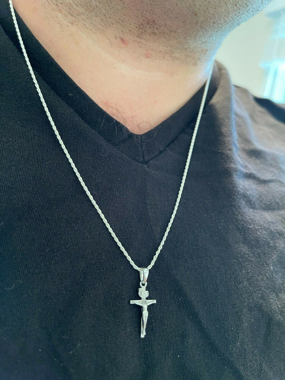 Men's Silver Cross Pendant Necklace - Men's Silver Necklace