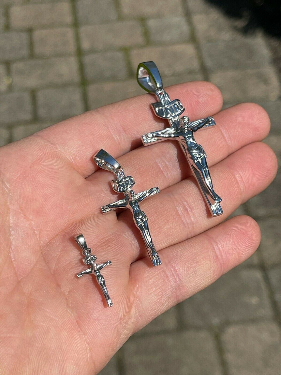 Sterling Silver Crucifix Necklace on 18