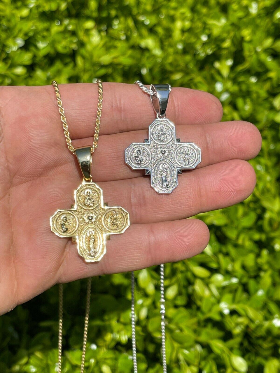 Gold catholic sales cross necklace