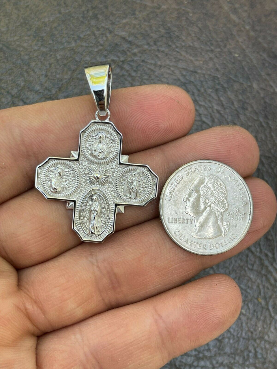 18k gold catholic 4 way cross pendant