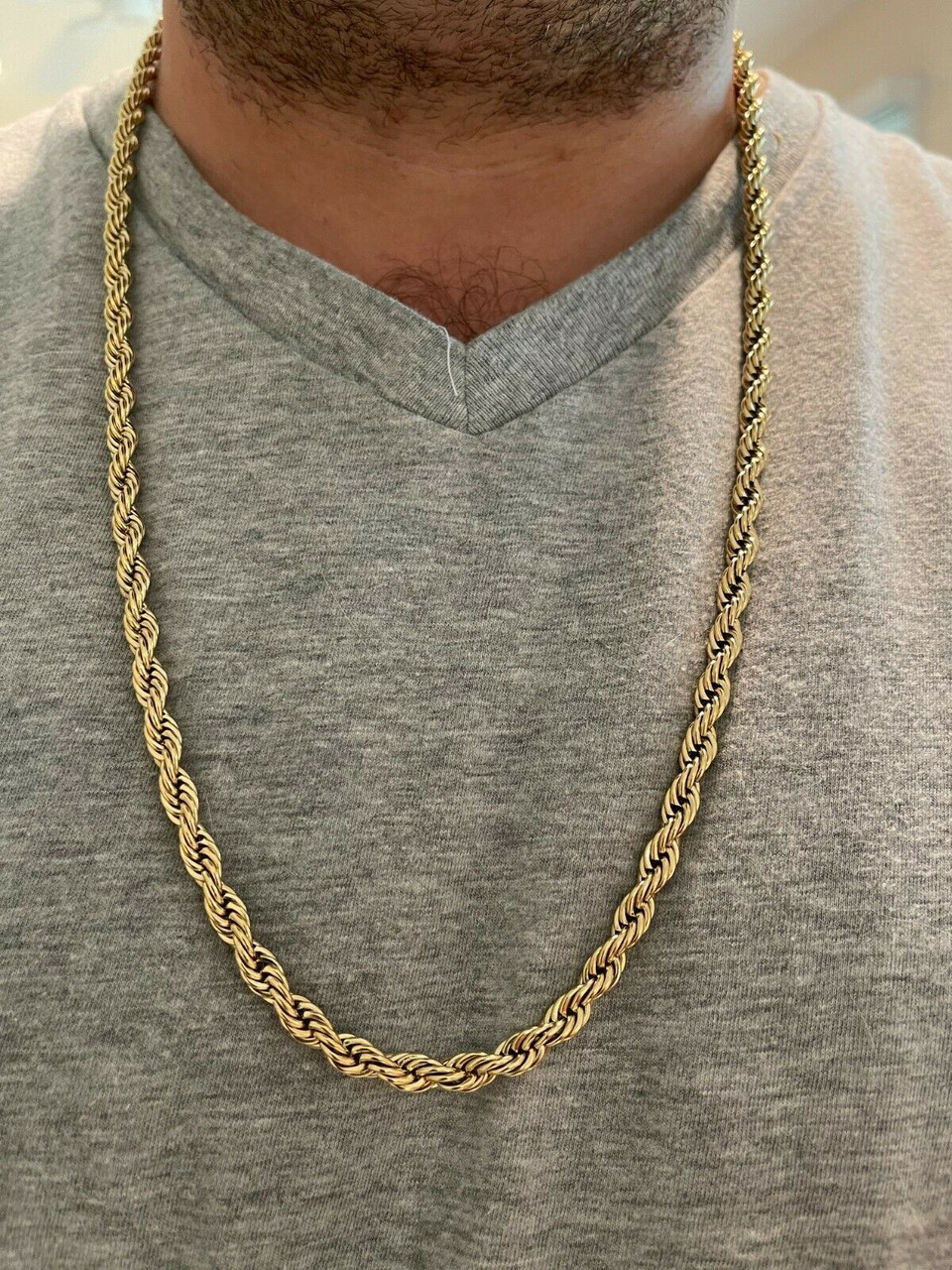 Gold 8mm Stainless Steel Rope Necklace - Accessories