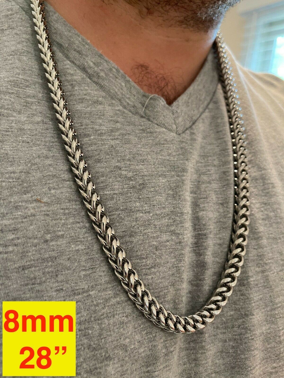 Black PVD Stainless Steel Square Chain Link Necklace - 17