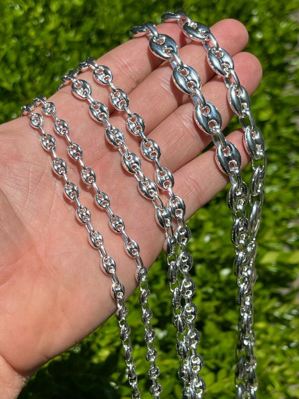 925 Sterling Silver Puffed Gucci Mariner Link Chain Necklace Or