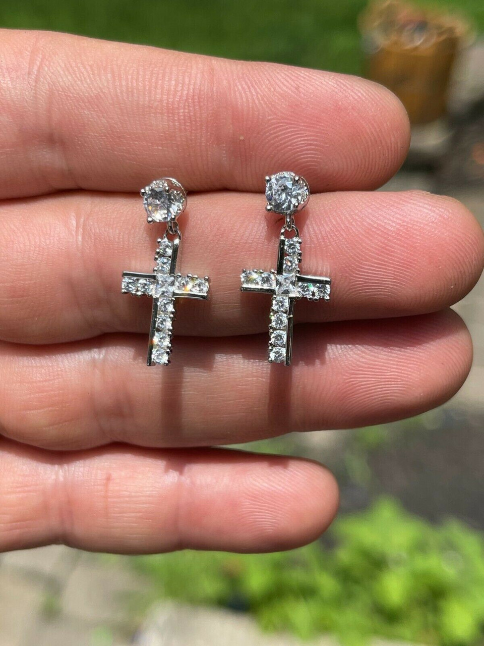 Cross dangle clearance drop earrings