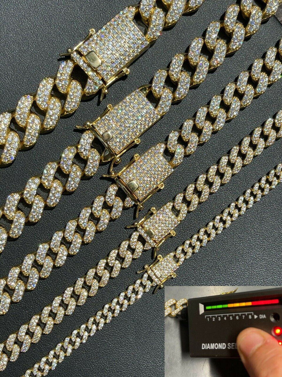 Miami Cuban Link Chain Necklace Silver Solid Gold Moissanite Hip Hop  Jewelry - China Cuban Link Chain and Cuban Bracelet price