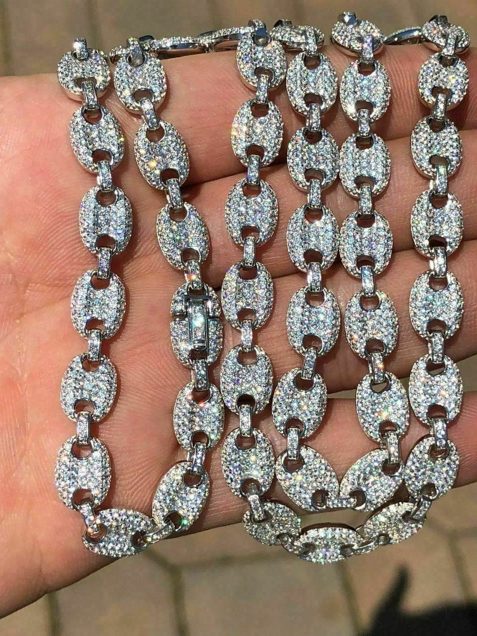Puff Gucci Link Chain Out ICED Moissanite Pass Diamond Test 925