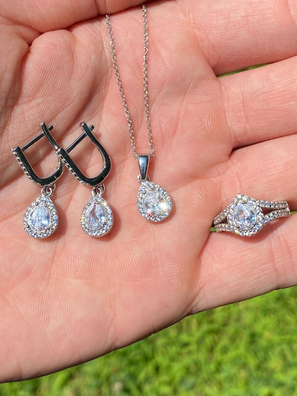 American Diamond Necklace Set Gold Plated Traditional Jewelry Set Women  Girls | eBay