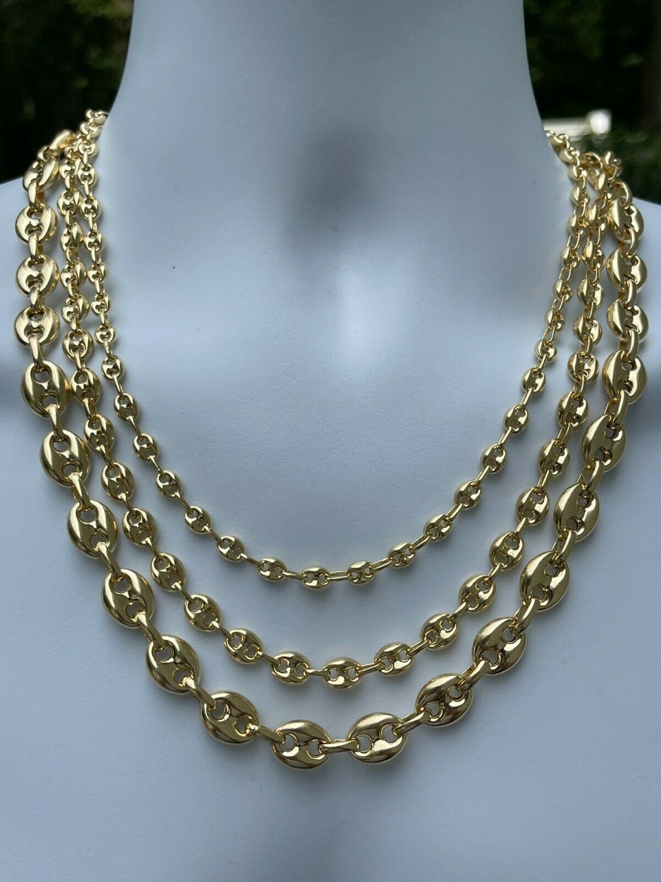 14k Gold Vermeil 925 Sterling Silver Puffed Mariner Link Chain