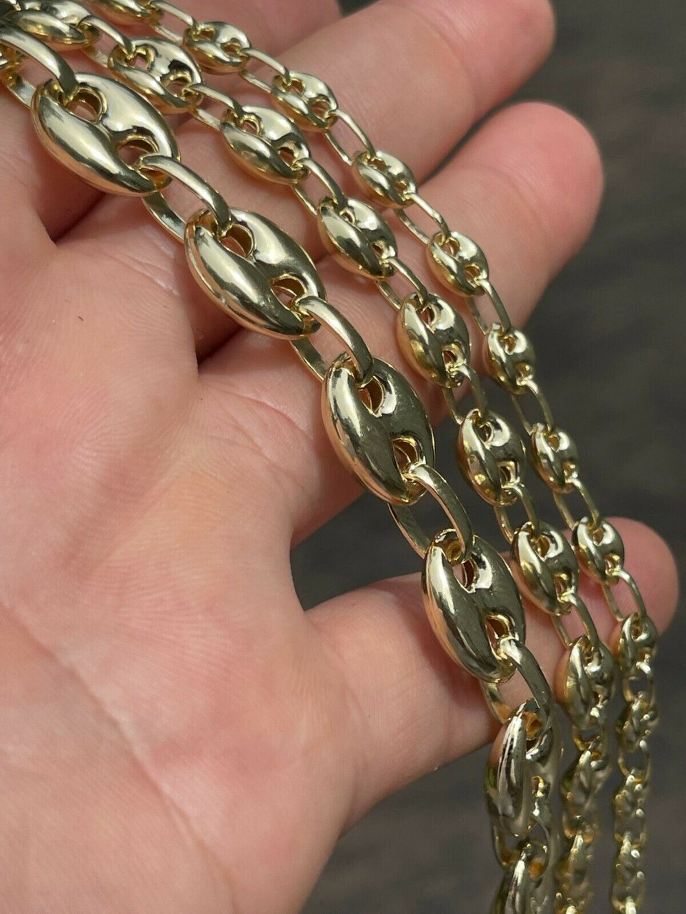 14k Gold Vermeil 925 Sterling Silver Puffed Mariner Link Chain