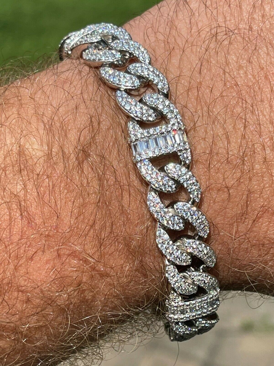 Mens iced out sales cuban link bracelet