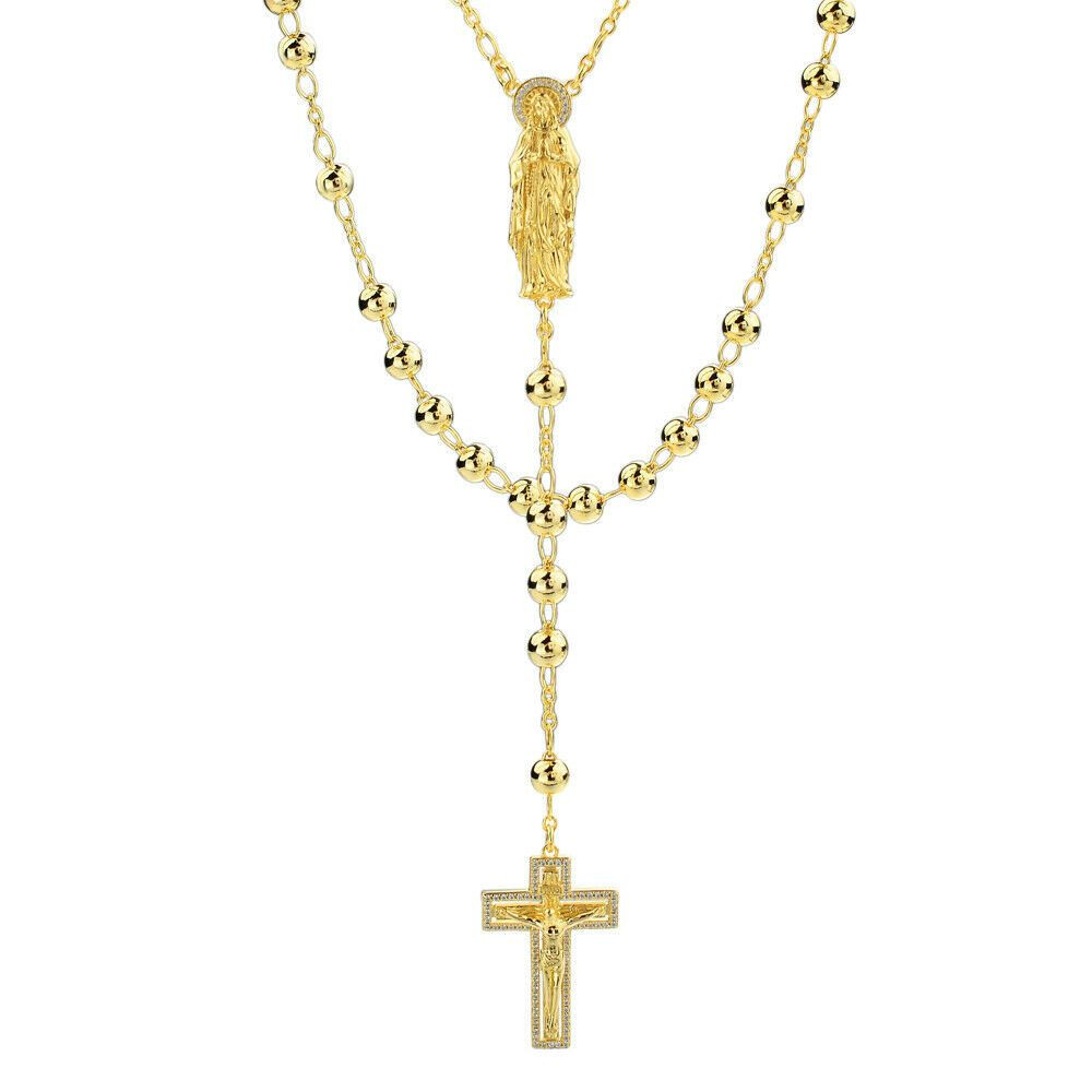 Golden Rosary for Praying with Mothermary Medal for Men & Women (8mm) :  Amazon.in: Jewellery