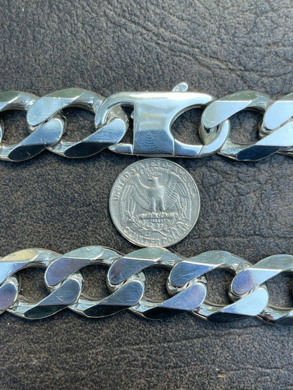 18mm Sterling Silver 925 HEAVY Curb Cuban Chain & Bracelet Silver thic –  Daniel J